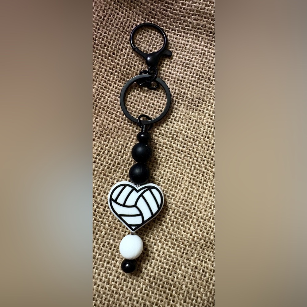 Black and White Heart Keychain